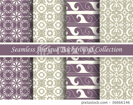 Antique seamless elegant purple background set Antique seamless elegant purple background set 36666146