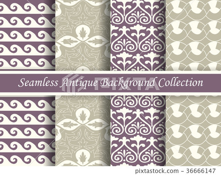 Antique seamless elegant purple background set Antique seamless elegant purple background set 36666147