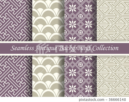 Antique seamless elegant purple background set 36666148