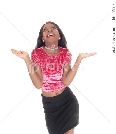 Happy exited African woman Happy exited African woman 36666559