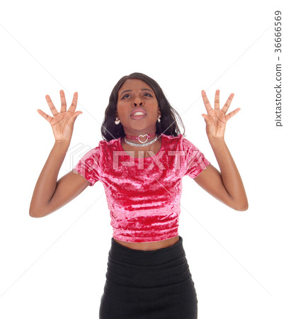 Scary afraid African woman Scary afraid African woman 36666569