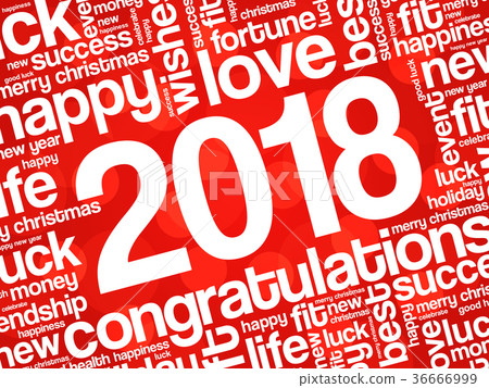 2018 year greeting word cloud collage Stock Illustration [36666999
