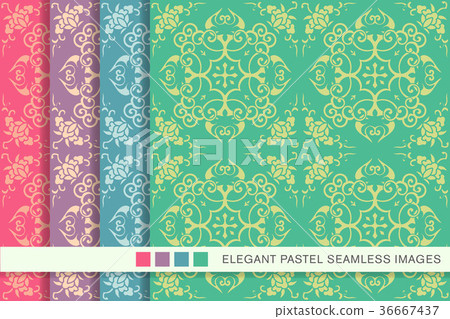 Elegant seamless pastel antique background set Elegant seamless pastel antique background set 36667437