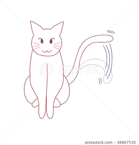 White Cute Cat Wagging Their Tail 36667530