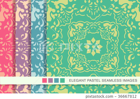 Elegant seamless pastel antique background set 36667812