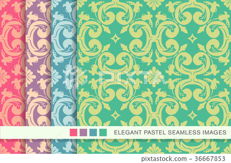 Elegant seamless pastel antique background set - Stock Illustration ...