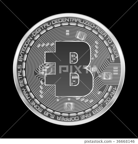 Crypto currency bytecoin silver symbol Crypto currency bytecoin silver symbol 36668146