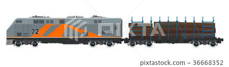 Orange Locomotive with Railway Platform 36668352