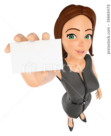 3D Businesswoman with a blank card 36668478