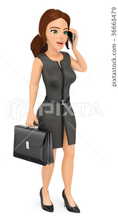 3D Businesswoman talking on mobile phone 36668479