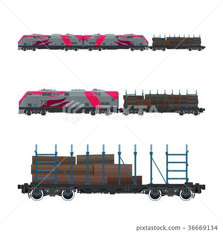 Pink Locomotive with Railway Platform 36669134