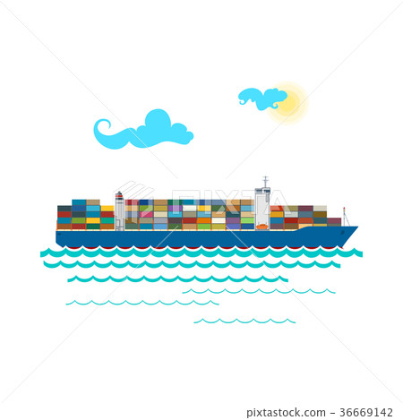 Cargo Container Ship Isolated on White 36669142