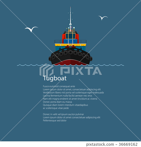 Front View of Tugboat and Text 36669162