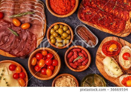 Typical spanish tapas concept. 36669594