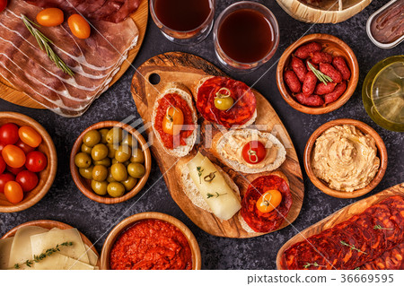 Typical spanish tapas concept. 36669595