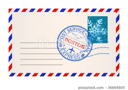 Envelope with Snowflake stamp and Boston postmark Envelope with Snowflake stamp and Boston postmark 36669805
