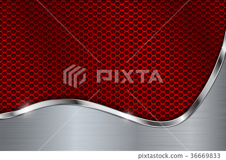 Red metal perforated background with chrome curve - Stock Illustration ...