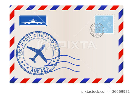 Envelope with ANKARA stamp. International mail Envelope with ANKARA stamp. International mail 36669921