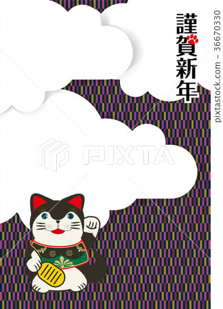 新年賀卡材料|招手狗(bokken cat)日式背景設計和方格格子垂直| 新年賀卡材料|招手狗(bokken cat)日式背景設計和方格格子垂直| 36670330