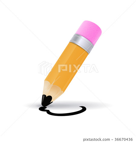 Wood Pencil with Eraser Isolated on White 36670436