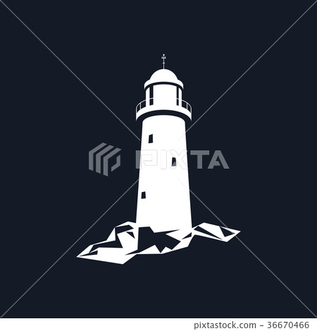 Lighthouse Isolated on Black 36670466