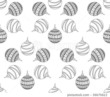 Vector seamless pattern of doodle Christmas ball 36670822