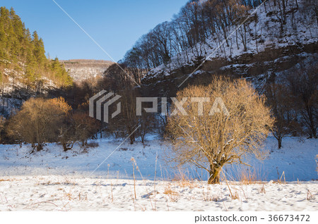Winter mountain landscape with rocks and snow 36673472