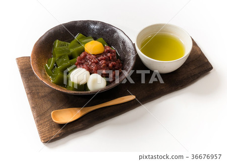 抹茶果凍日式甜點綠茶瓊脂果凍日本甜 36676957