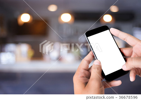 man hands use smartphone blank screen man hands use smartphone blank screen 36678596