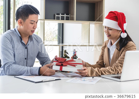 Merry Christmas and Happy New Year, Young business team are cele 36679615