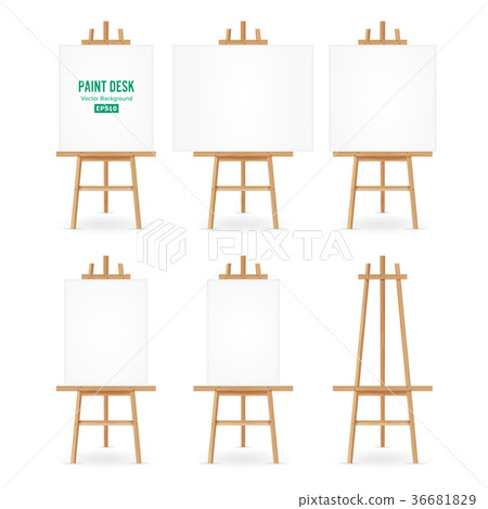 Paint Desk Vector Artist Easel Set Stock Illustration 36681829