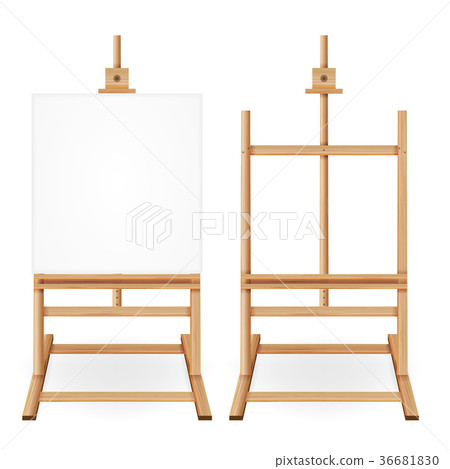 Paint Desk Vector. Wooden Easel With Empty White 36681830