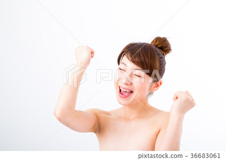 Skin tone Beauty image Young woman beautiful skin Skin care White back beauty image Photo Material 36683061