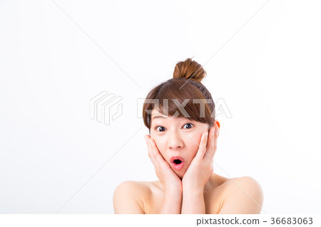 Skin tone Beauty image Young woman beautiful skin Skin care White back beauty image Photo Material 36683063