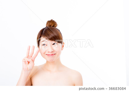 Skin tone Beauty image Young woman beautiful skin Skin care White back beauty image Photo Material 36683084