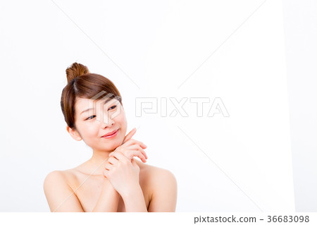 Skin tone Beauty image Young woman beautiful skin Skin care White back beauty image Photo Material 36683098