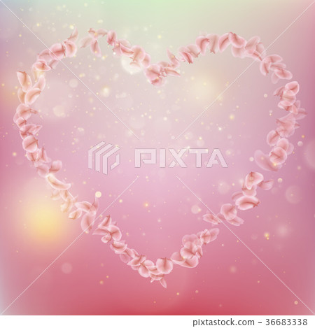 Sakura flying downwind petals on wind. EPS 10 36683338