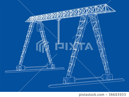 Gantry crane. Wire-frame. Vector EPS10 format Gantry crane. Wire-frame. Vector EPS10 format 36683933