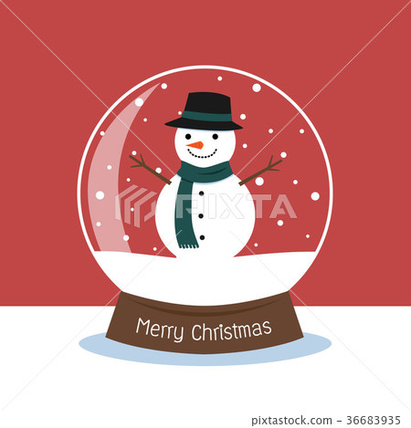 Snow globe with a snowman inside. - Stock Illustration [36683935] - PIXTA