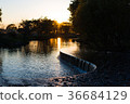 A small waterfall dyed to the sunset 36684129