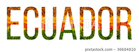 word ecuador country is written with leaves on a word ecuador country is written with leaves on a 36684810