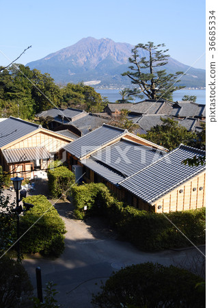 Town and Sakurajima in Senkeien 36685334