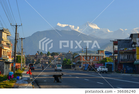 Mountain township in Pokhara, Nepal 36686240