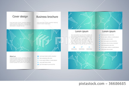 Bi-fold business brochure template with molecular 36686685