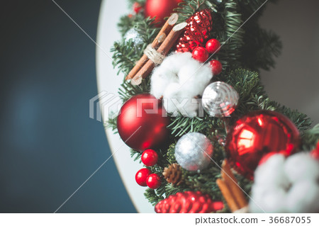 Christmas Background with Xmas Evergreen Twig Christmas Background with Xmas Evergreen Twig 36687055
