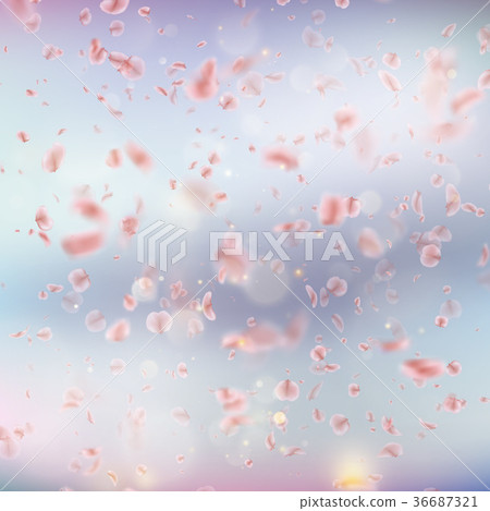 Sakura flying downwind petals on wind. EPS 10 36687321
