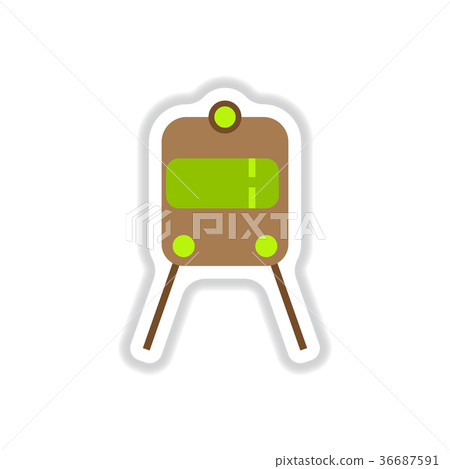 paper sticker on white background train airport 36687591