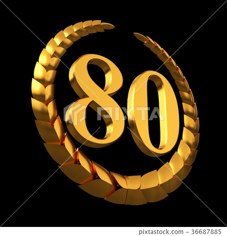Anniversary Golden Laurel Wreath And Numeral 80 On 36687885
