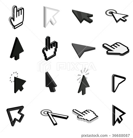 Mouse pointer icons set, isometric 3d style - Stock Illustration ...