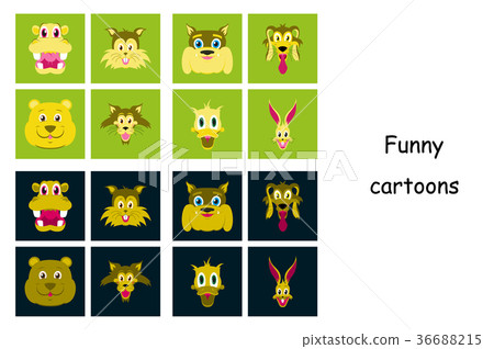 assembly of flat icons on theme funny animals 36688215